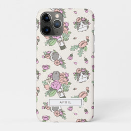 Funda Para iPhone 11 Pro Cerdos de Guinea Beige con un patrón de flores pei