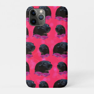 Funda Para iPhone 11 Pro Cerdos De Guinea Negra Sobre Rosas Rosa De Bonito