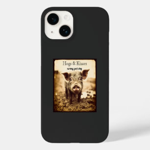 Funda Para iPhone 14 De Case-Mate Cerdos Personalizados & Besos Sepia Boutique Granj