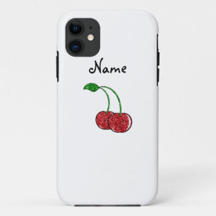 Funda Para iPhone 11 Cereza roja conocida personalizada del purpurina