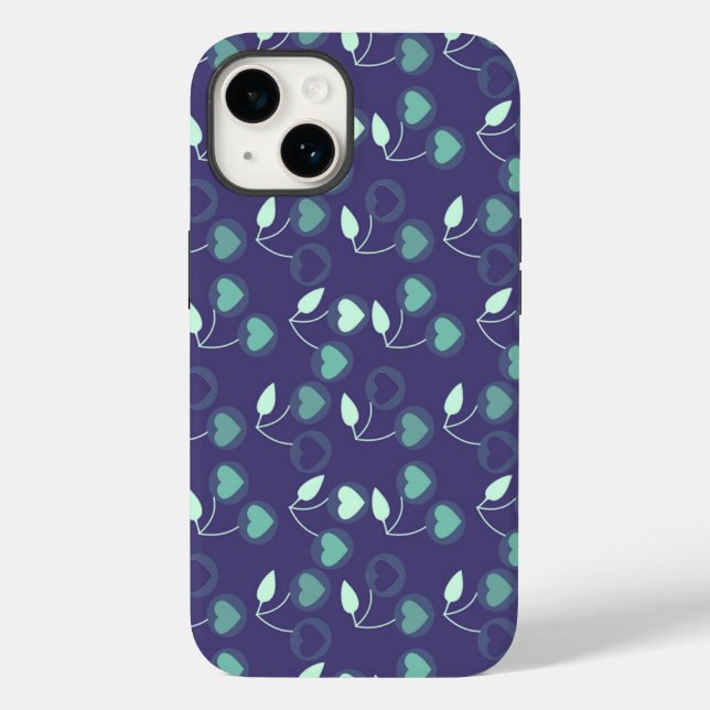 Funda De Case-Mate Para iPhone cerezas azules del corazón (Reverso )