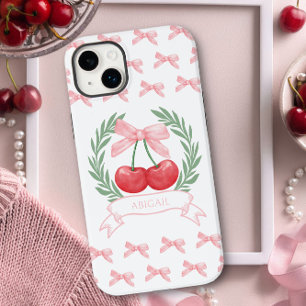 Funda Para iPhone 14 Plus De Case-Mate Cerezas Elegantes Lazos Rosados Corona de Laurel L