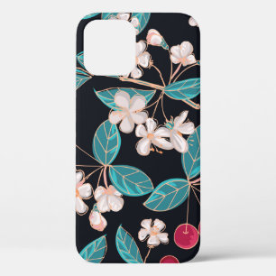 Funda Para iPhone 12 Cerezas jugosas y sabrosas. Fondo sin inconvenient