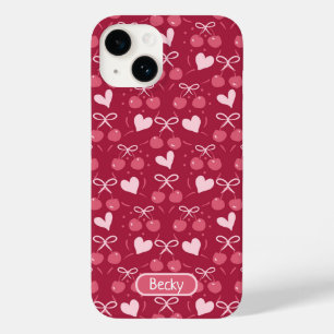 Funda Para iPhone 14 De Case-Mate Cerezas se doblan el corazón rojo y rosa