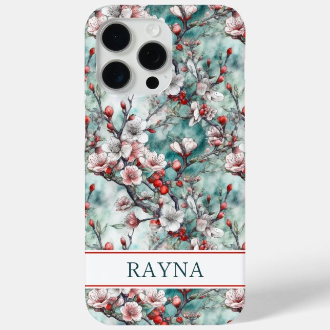 Funda De Case-Mate Para iPhone Cerezos Flor de Cerezo Impresa Monogramada (Reverso )