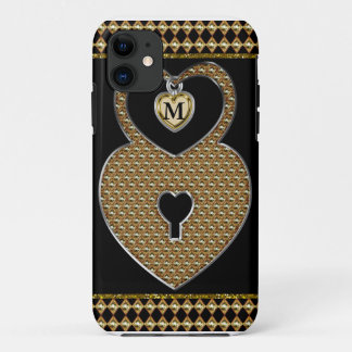 title_seo2 Cerradura de oro del corazón con el monograma del