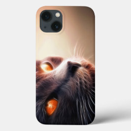 Funda Para iPhone 13 Cerrar la cara de gato estético con ojos de color