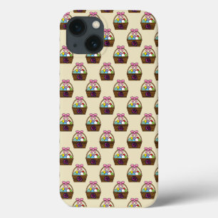 Funda Para iPhone 13 Cesta de caza de huevos de Pascua con patrón de hu