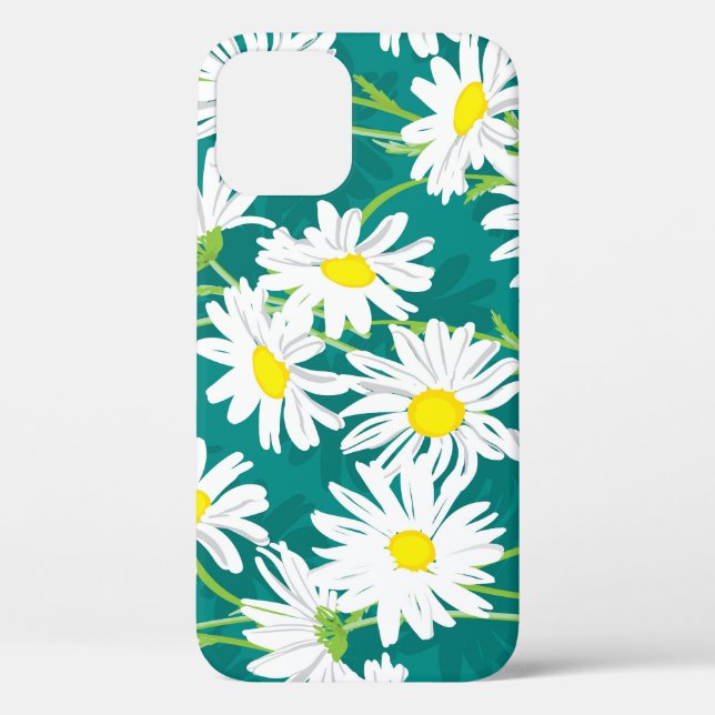 Funda De Case-Mate Para iPhone Chamomile Turquoise: Ilustracion floral sin foco. (Reverso )