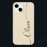Funda Para iPhone 14 De Case-Mate Champagne Black Elegant Calligraphy Script Name<br><div class="desc">Champagne Personalizado Black Elegant Calligraphy Script Nombre personalizado iPhone 14 Smart Phone Cases presenta un diseño moderno,  sencillo y elegante con su nombre personalizado en una tipografía de caligrafía escrita a mano y elegante con un fondo de champán. Diseñado por ©Evco Studio www.zazzle.com/store/evcostudio</div>