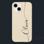 Funda Para iPhone 14 De Case-Mate Champagne Black Elegant Calligraphy Script Name<br><div class="desc">Champagne Personalizado Black Elegant Calligraphy Script Nombre personalizado iPhone 14 Smart Phone Cases presenta un diseño moderno,  sencillo y elegante con su nombre personalizado en una tipografía de caligrafía escrita a mano y elegante con un fondo de champán. Diseñado por ©Evco Studio www.zazzle.com/store/evcostudio</div>