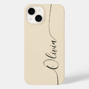 Funda Para iPhone 14 De Case-Mate Champagne Negro Elegante Caligrafía Nombre