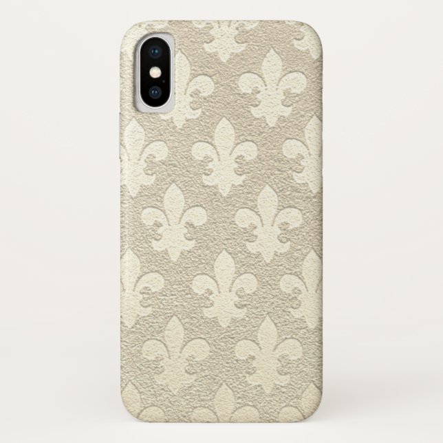Funda De Case-Mate Para iPhone Champagne real elegante fleur de lis (Reverso)