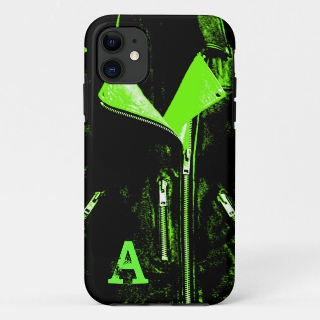 Funda De Case-Mate Para iPhone Chaqueta de cuero Verde monograma iPhone 5 funda (Reverso)