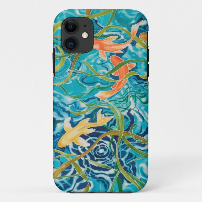 Funda De Case-Mate Para iPhone Charca azul de Koi (Reverso)