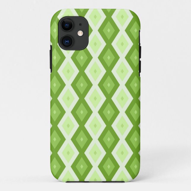 Funda De Case-Mate Para iPhone Chartreuse green diamond pattern (Reverso)