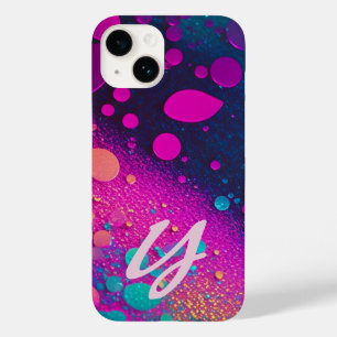Funda Para iPhone 14 De Case-Mate Chartreuse Oscuro Magenta Aqua Monogramado