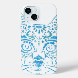 Funda Para iPhone 15 chat pochoirs bleu