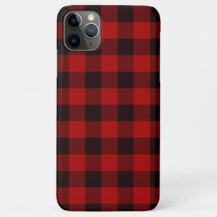 Funda Para iPhone 11 Pro Max Cheque de búfalo de manteca rojo y negro de granja