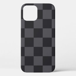 Funda Para iPhone 12 Cheques croatas monocromos de color gris negro