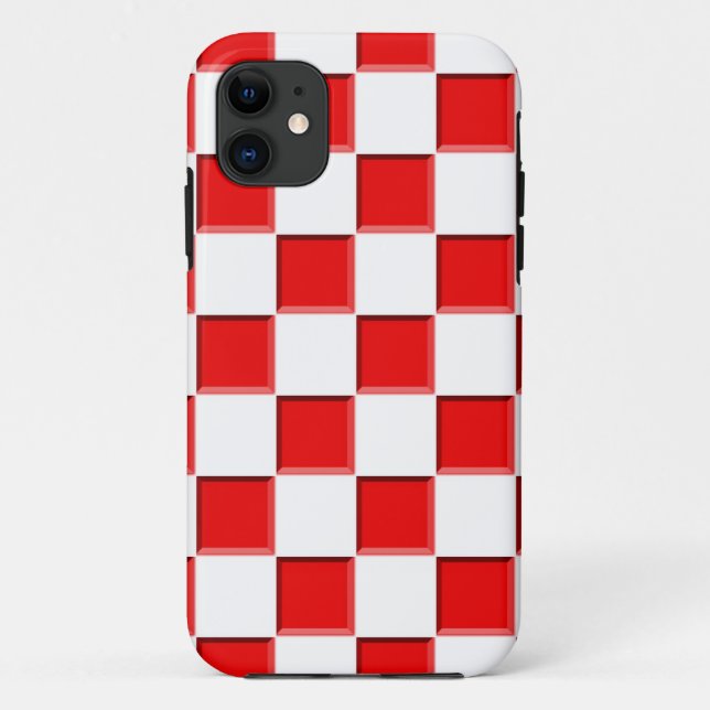 Funda De Case-Mate Para iPhone Cheques rojo y blanco (Reverso)