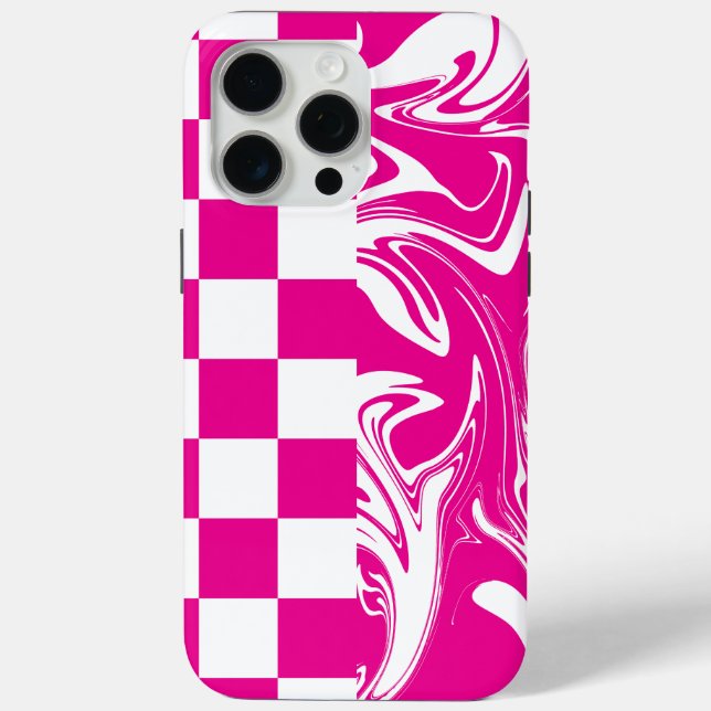 Funda De Case-Mate Para iPhone Cheques y muelles en magenta y blanco (Reverso )