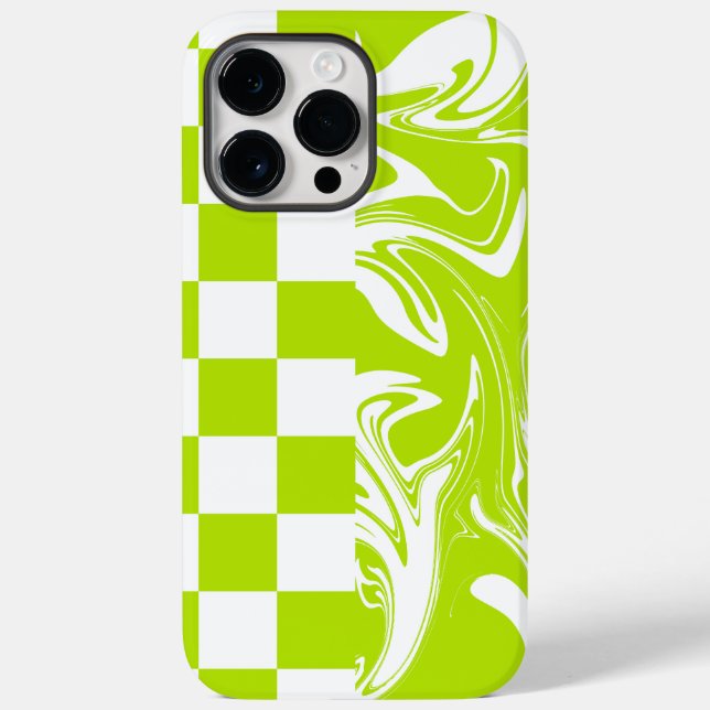 Funda De Case-Mate Para iPhone Cheques y muelles en verde limón y blanco (Reverso )
