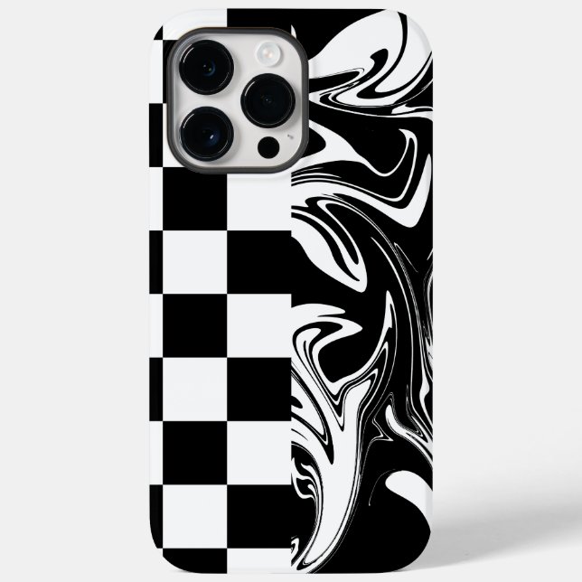 Funda De Case-Mate Para iPhone Cheques y Swirls - Blanco y negro (Reverso )
