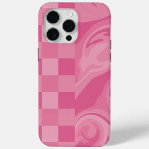 Funda Para iPhone 15 Pro Max Cheques y Swirls - Rosa