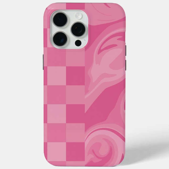 Funda De Case-Mate Para iPhone Cheques y Swirls - Rosa (Reverso )