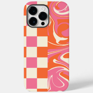 Funda Para iPhone 14 Pro Max De Case-Mate Cheques y Swirls - rosa, Naranja y crema