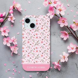Funda Para iPhone 15 Cherry Blossom Pattern in pink tones