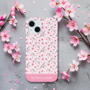 Funda Para iPhone 15 Cherry Blossom Pattern in pink tones