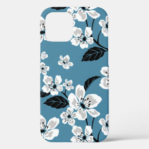 FUNDA PARA iPhone 12 CHERRY BLOSSOM - SAKURA (AZUL HUMEDO)