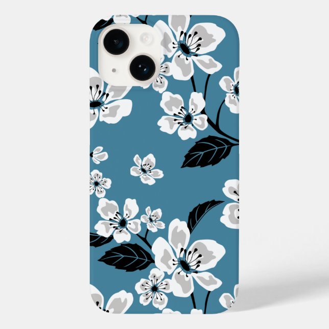 FUNDA DE Case-Mate PARA iPhone CHERRY BLOSSOM - SAKURA (AZUL HUMEDO) (Reverso )