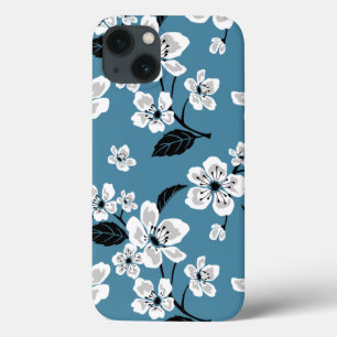 FUNDA PARA iPhone 13 CHERRY BLOSSOM - SAKURA (AZUL HUMEDO)