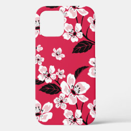 FUNDA PARA iPhone 12 CHERRY BLOSSOM - SAKURA (ROJO)