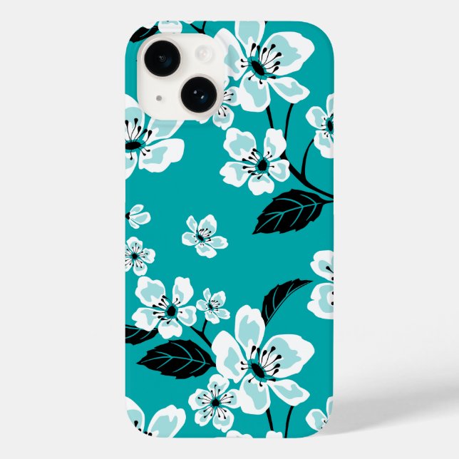 FUNDA DE Case-Mate PARA iPhone CHERRY BLOSSOM - SAKURA (VERDE AZULADO) (Reverso )