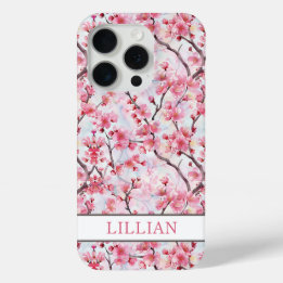 Funda Para iPhone 15 Pro Cherry Blossoms Sakura Monogrammed