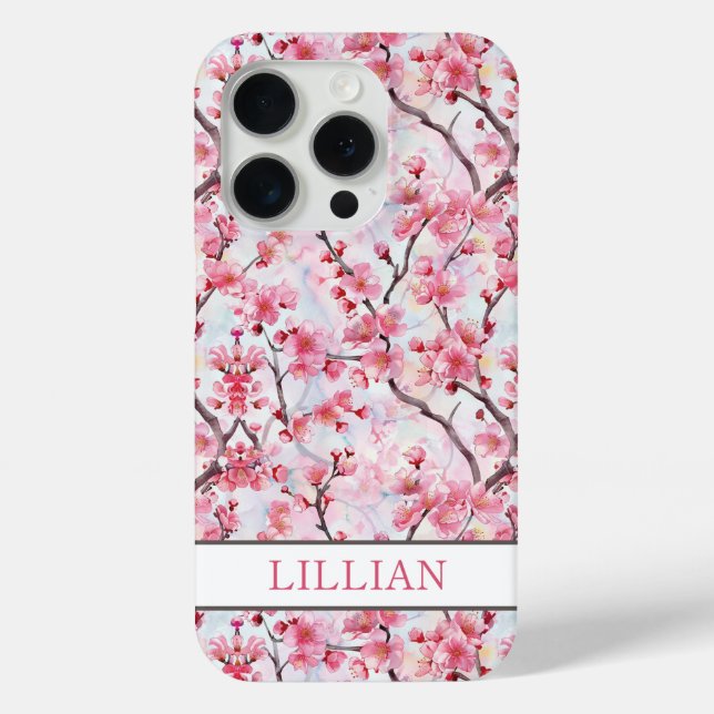 Funda De Case-Mate Para iPhone Cherry Blossoms Sakura Monogrammed (Reverso )