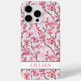 Funda Para iPhone 15 Pro Max Cherry Blossoms Sakura Monogrammed