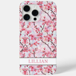 Funda Para iPhone 15 Pro Max Cherry Blossoms Sakura Monogrammed