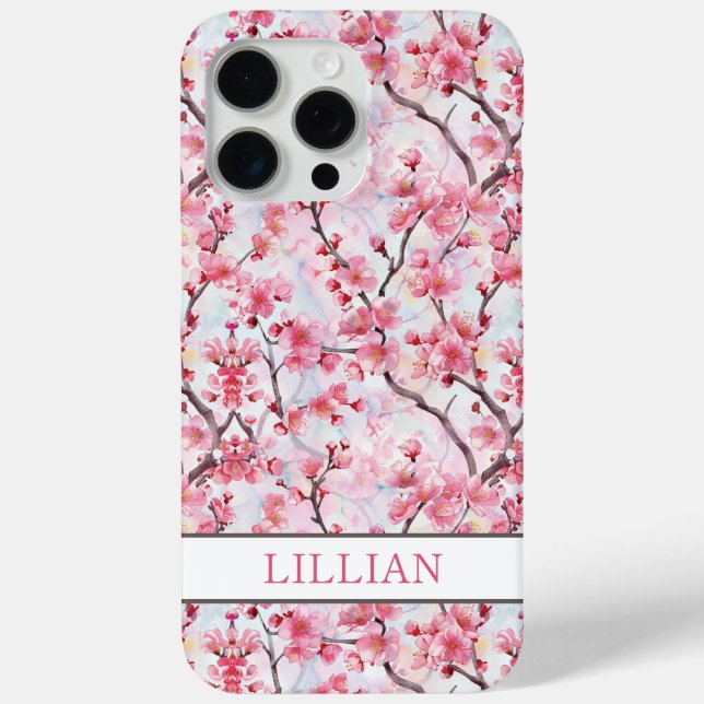 Funda De Case-Mate Para iPhone Cherry Blossoms Sakura Monogrammed (Reverso )