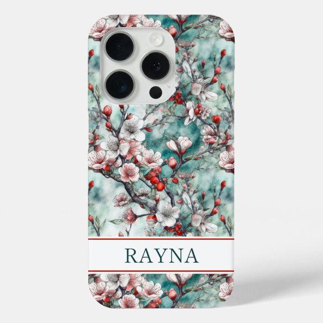 Funda De Case-Mate Para iPhone Cherry Blossoms Sakura Print Monogrammed (Reverso )