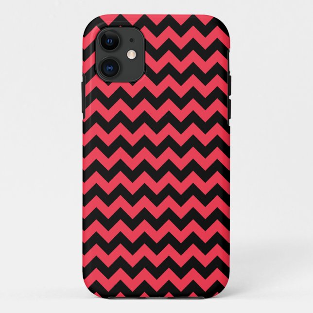 Funda De Case-Mate Para iPhone Cherry Red Chevron Zigzag (Reverso)