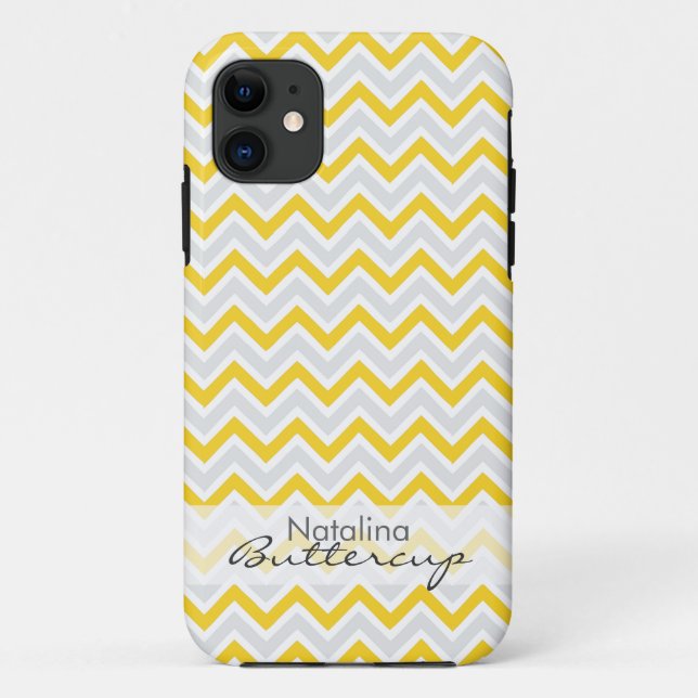 Funda De Case-Mate Para iPhone Chevron amarillo personalizado (Reverso)