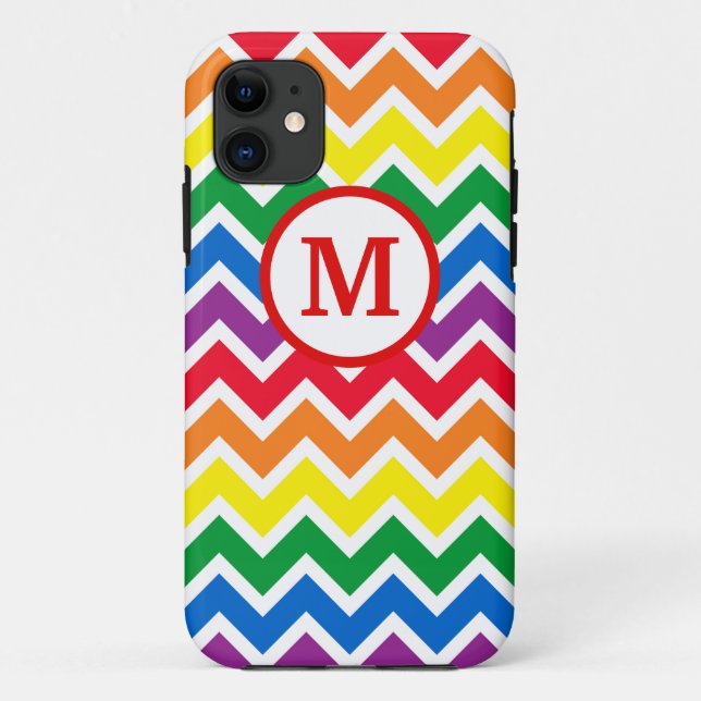 Funda De Case-Mate Para iPhone Chevron arcoiris inicial (Reverso)