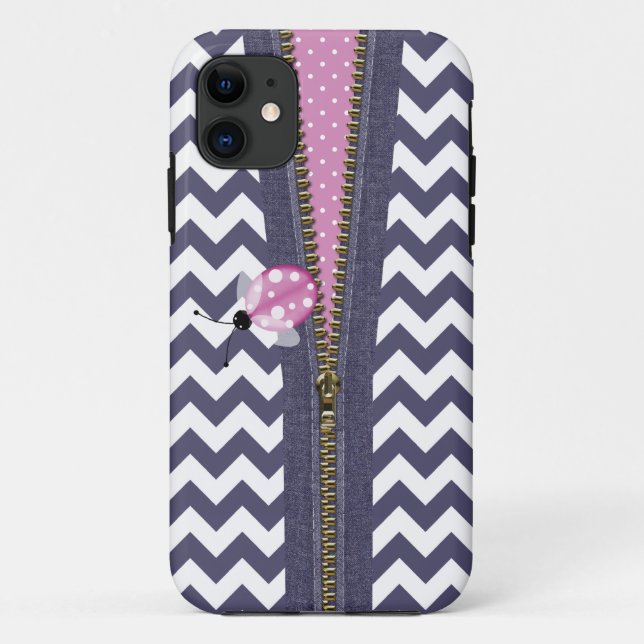Funda De Case-Mate Para iPhone Chevron azul elegante con la cremallera y la (Reverso)