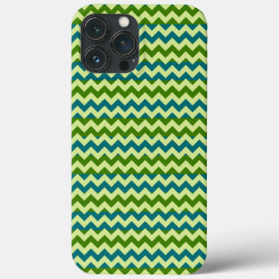 Funda Para iPhone 13 Pro Max Chevron azul verde Zigzag