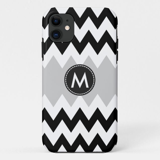 Funda De Case-Mate Para iPhone Chevron blanco negro raya el modelo (Reverso)